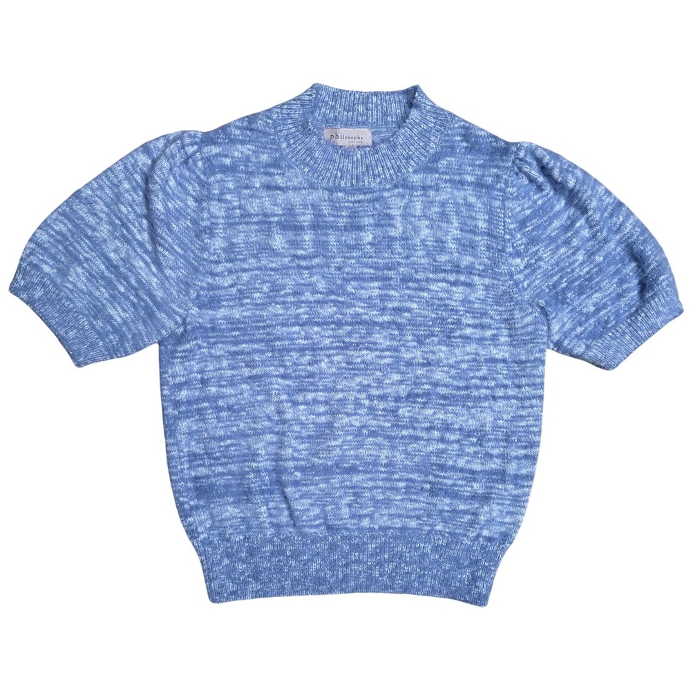 Philosophy Republic Clothing Women's Blue Shorts Sleeve‎ Mock Sweater Size XL
